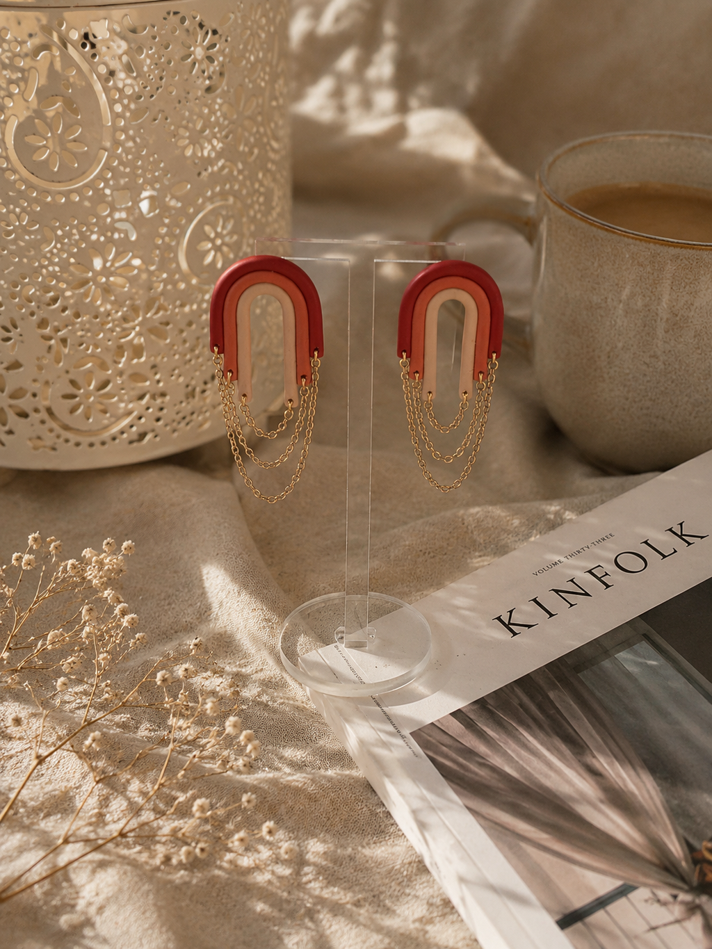 Warm Geometry Chain Earrings