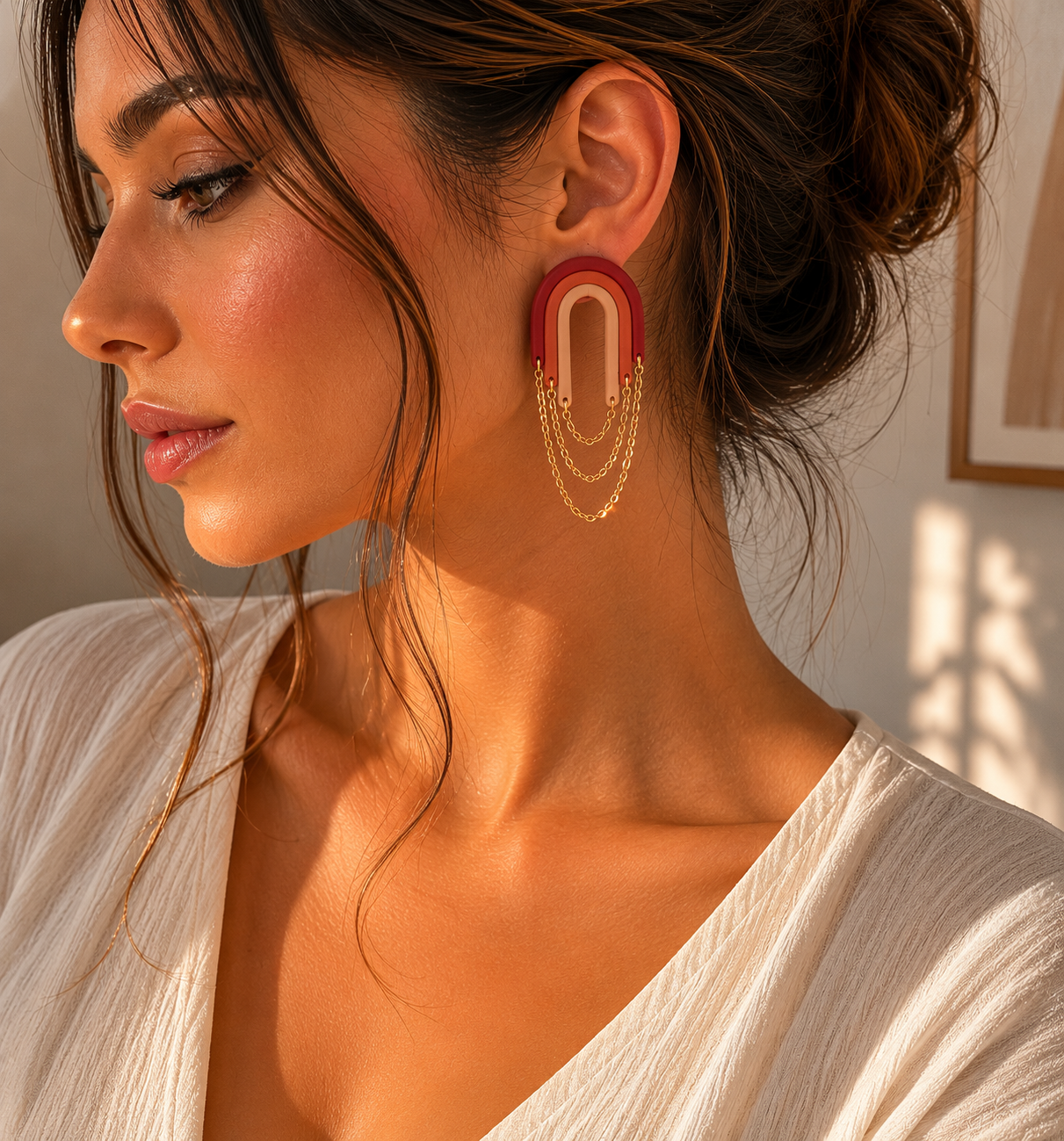 Warm Geometry Chain Earrings