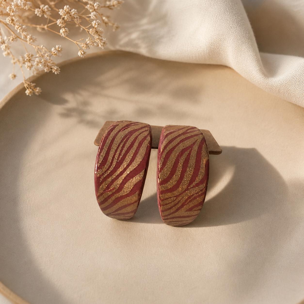 Zebra Chunky Hoop Earrings – Handmade Polymer Clay