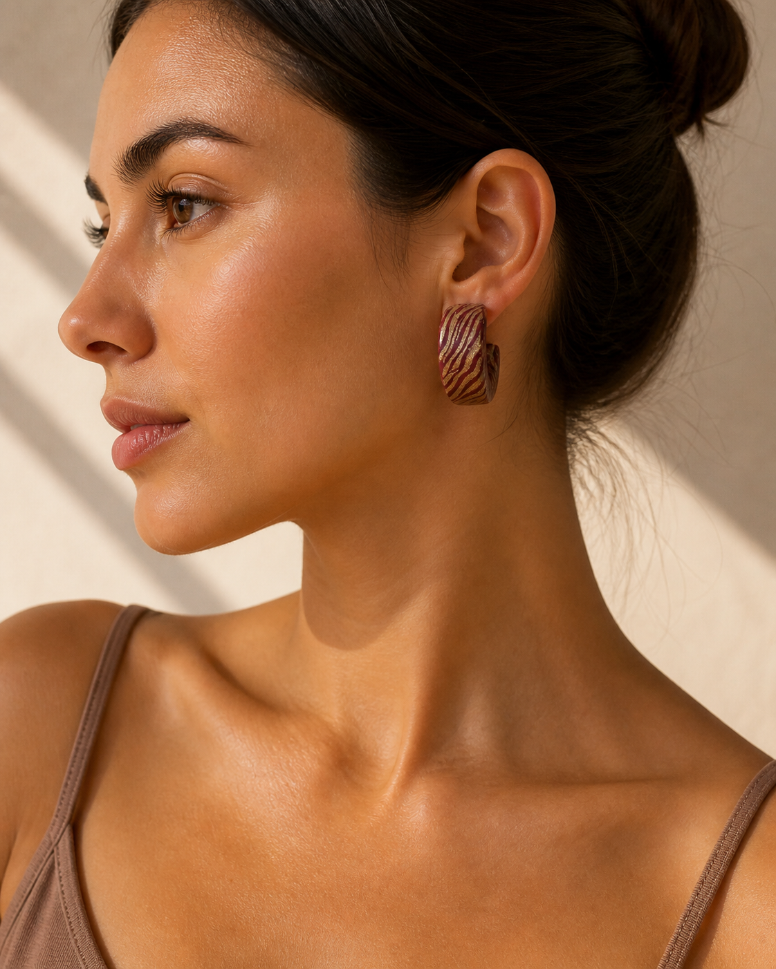 Zebra Chunky Hoop Earrings – Handmade Polymer Clay