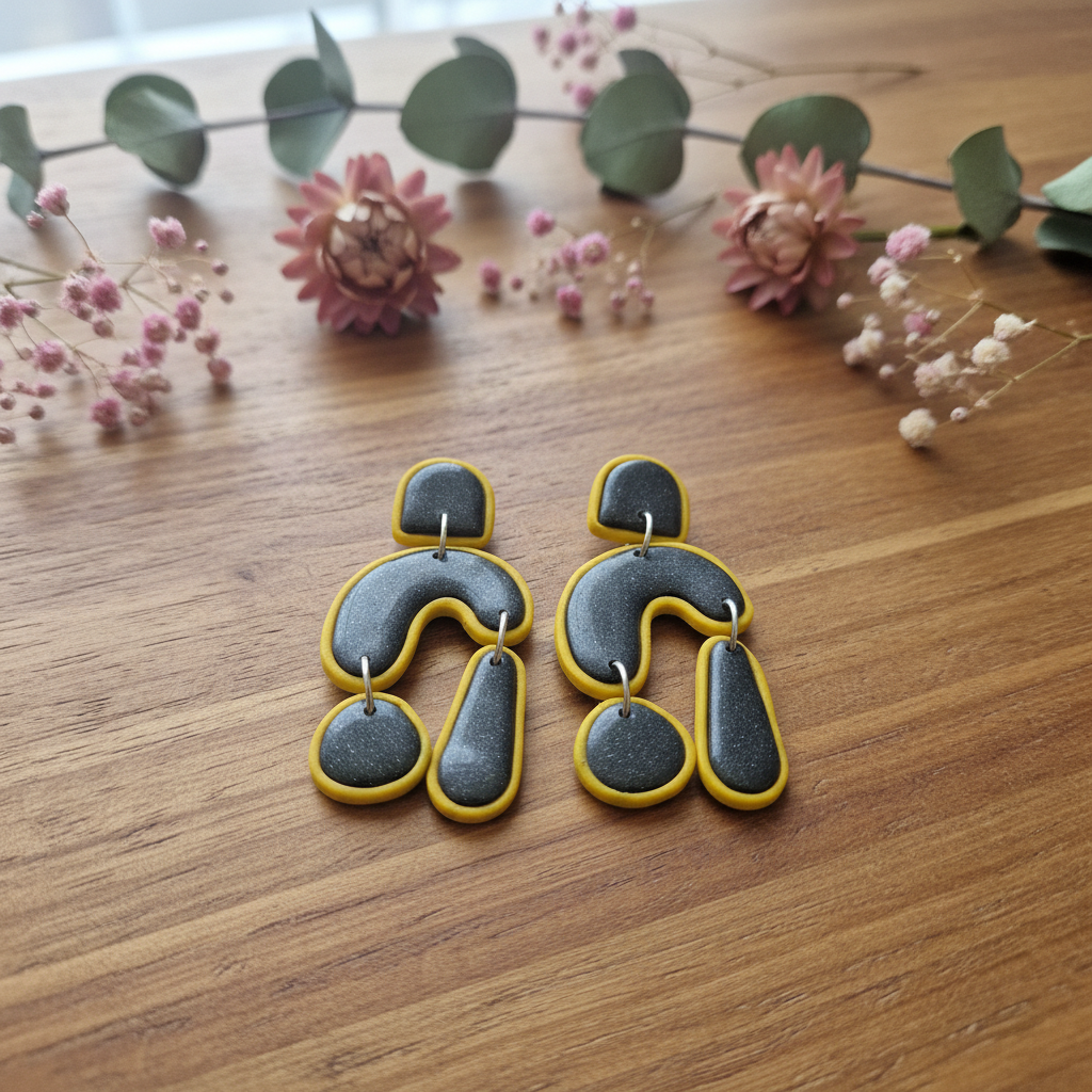 Arch naušnice – siva i žuta, lifestyle vizual