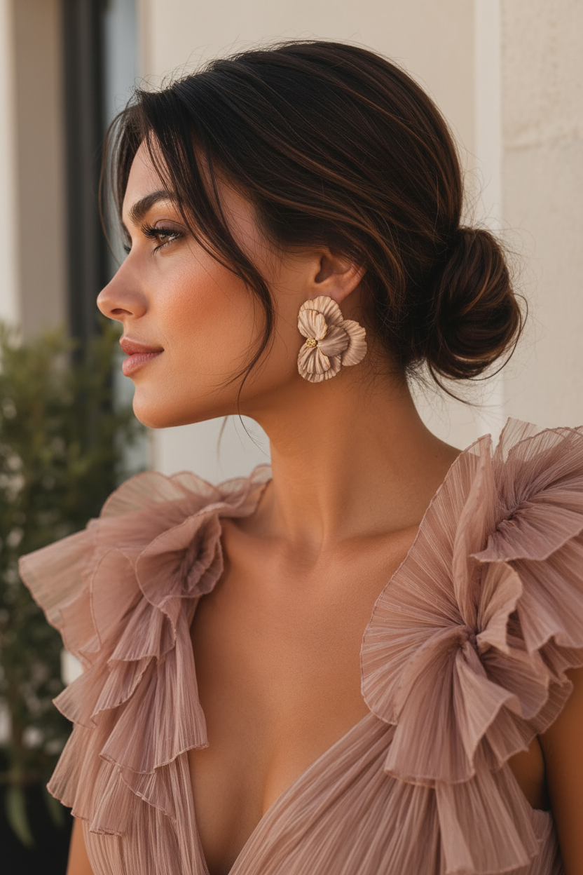 Petal & Gold naušnice na modelu