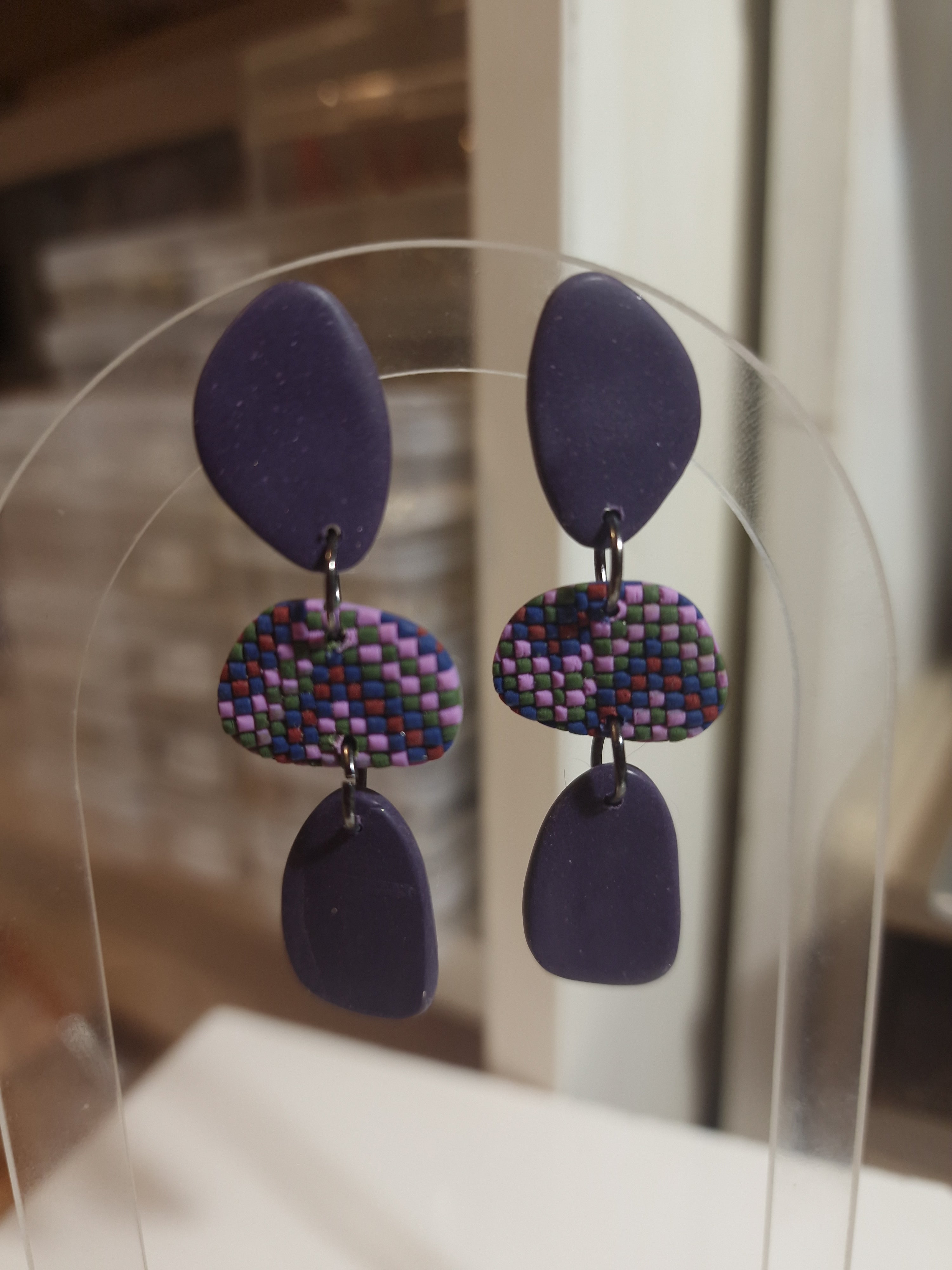 Three-piece earrings – retro lilac
