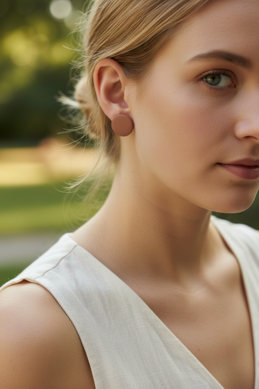 Roze naušnice — na modelu