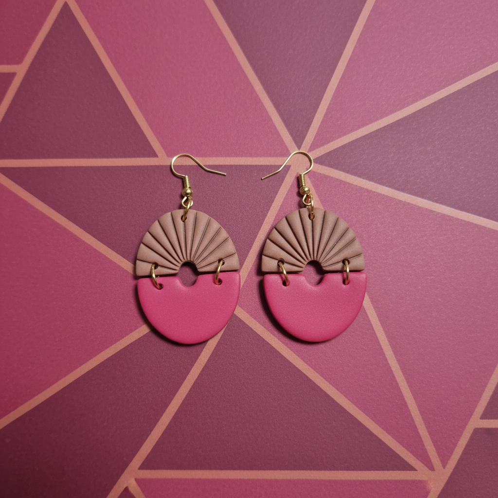 Taupe lepeza + fuchsia — podloga