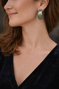 Green & Gold Hoop Earrings – Handmade Polymer Clay
