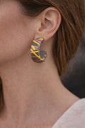Multicolor Stripe Hoop Earrings – Handmade Polymer Clay