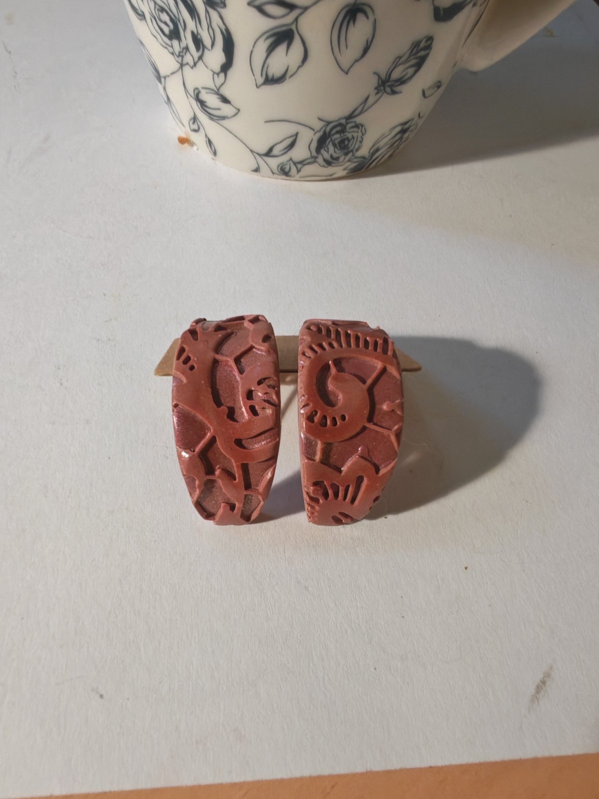 Botanical Chunky Hoop Earrings – Handmade Polymer Clay
