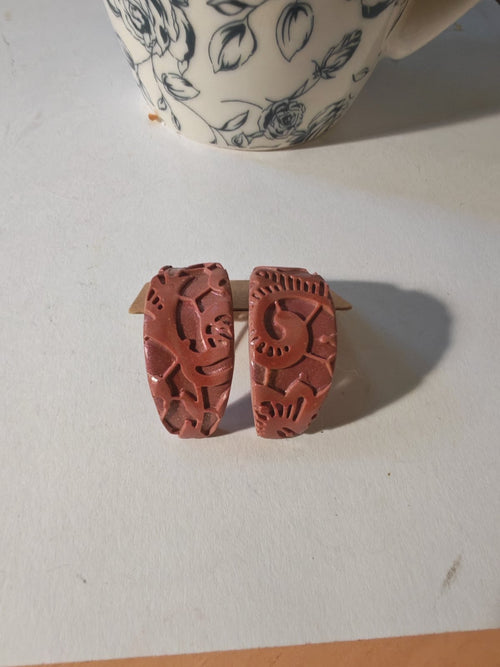 Botanical Chunky Hoop Earrings – Handmade Polymer Clay